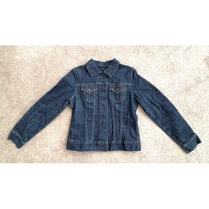 Vintage GAP Jacket Women Medium Dark‎ Wash Stretch Denim Trucker Y2K Pockets EUC